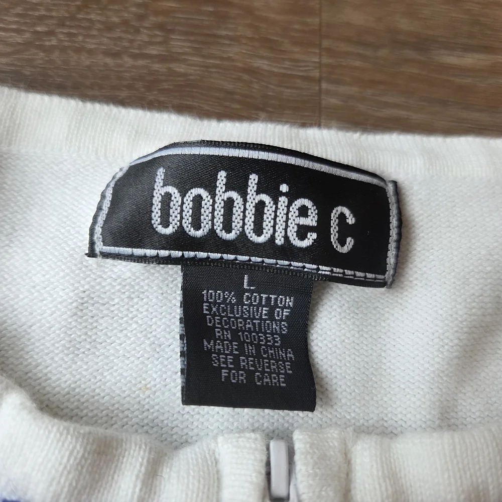 Vintage Bobbie C Embroidered Golf Patch Knit Cardigan Jacket Women Full Zip sz L - Picture 6 of 10